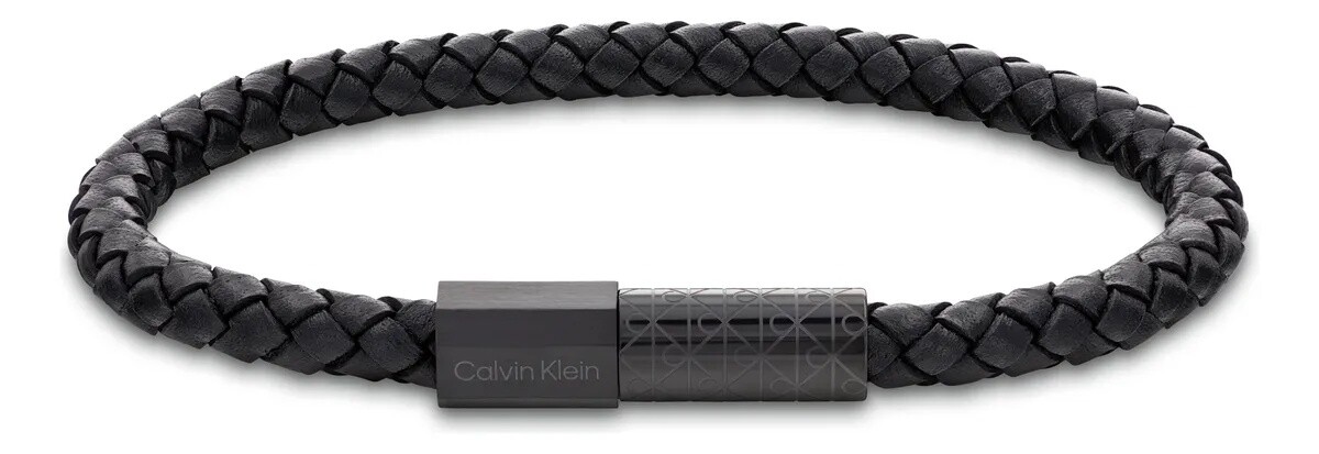 Calvin Klein Čierny kožený náramok Industrial Facets 35100088