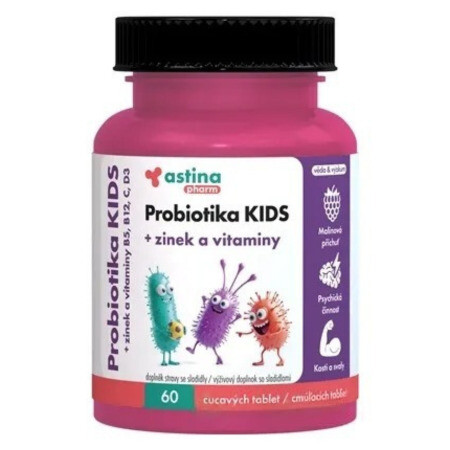 Astina Pharm Probiotika KIDS malina + zinok 60 ks