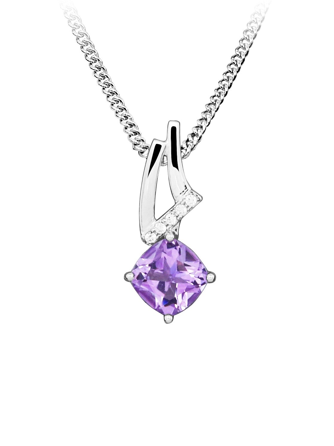 Silver Cat Strieborný náhrdelník s ametystom Colored stones SC674 (retiazka, prívesok)