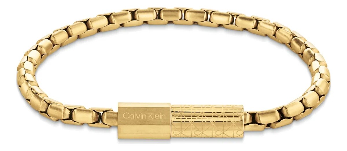 Calvin Klein Pánsky náramok z pozlátenej ocele Contoured Barrel 35100095