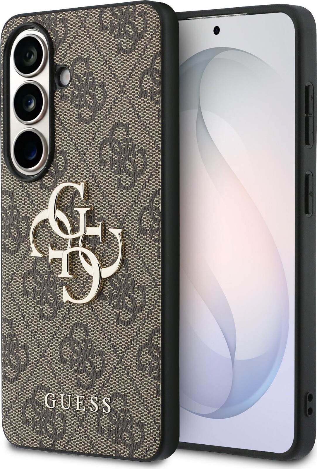 Guess PU 4G Metal Logo Zadný Kryt na Samsung Galaxy S26+ Brown