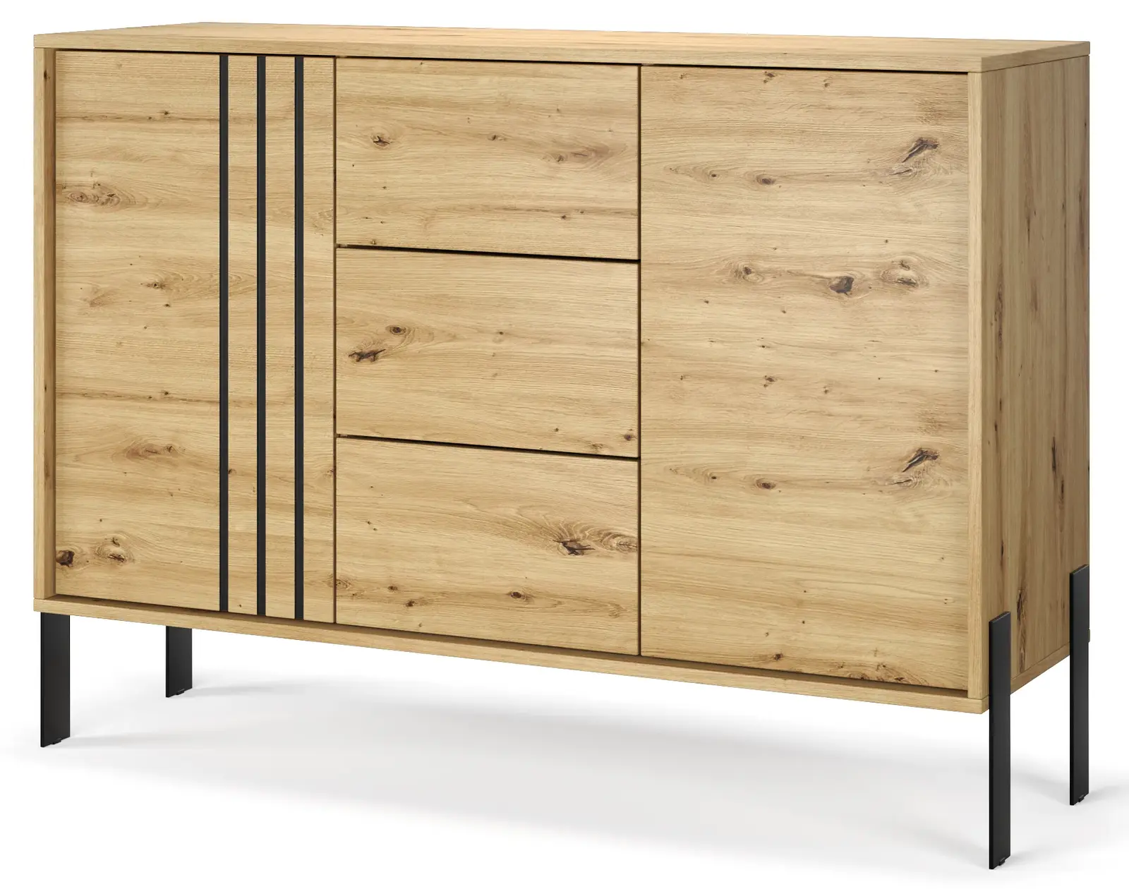 Komoda Nexa 120 cm černá/dub Artisan