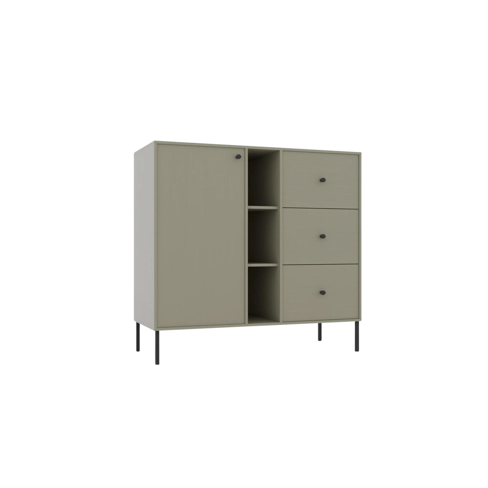 Komoda Tilina 1D 3S 3P 100 cm eukalyptus/čierna