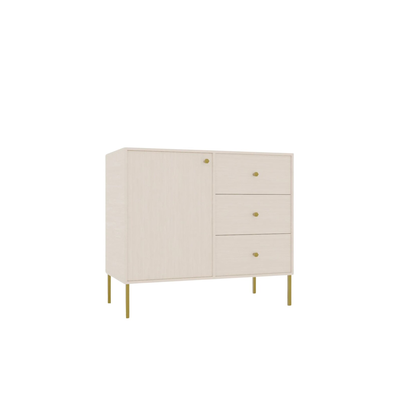 Komoda Tilina 1D 3S 84 cm béžová/zlatá