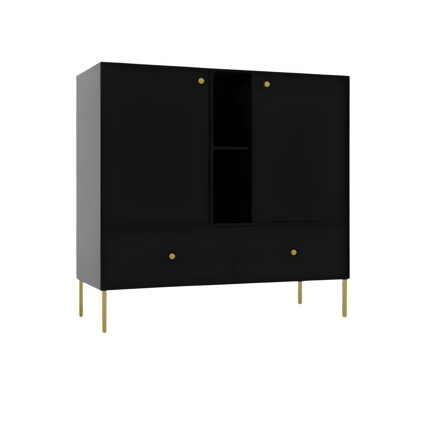 Komoda Tilina 2D 2S 2P 100 cm čierna/zlatá
