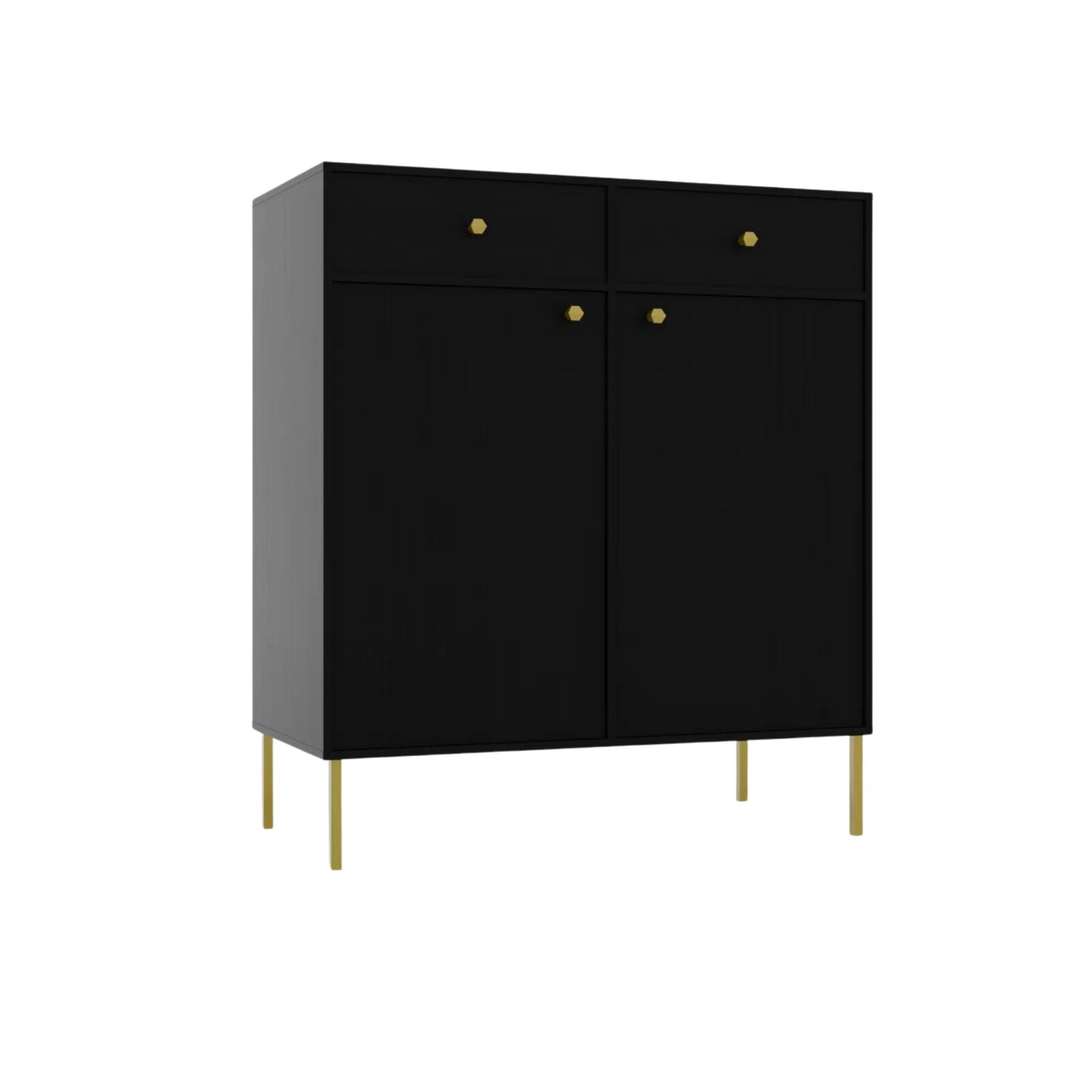 Komoda Tilina 2D 2S 84 cm čierna/zlatá