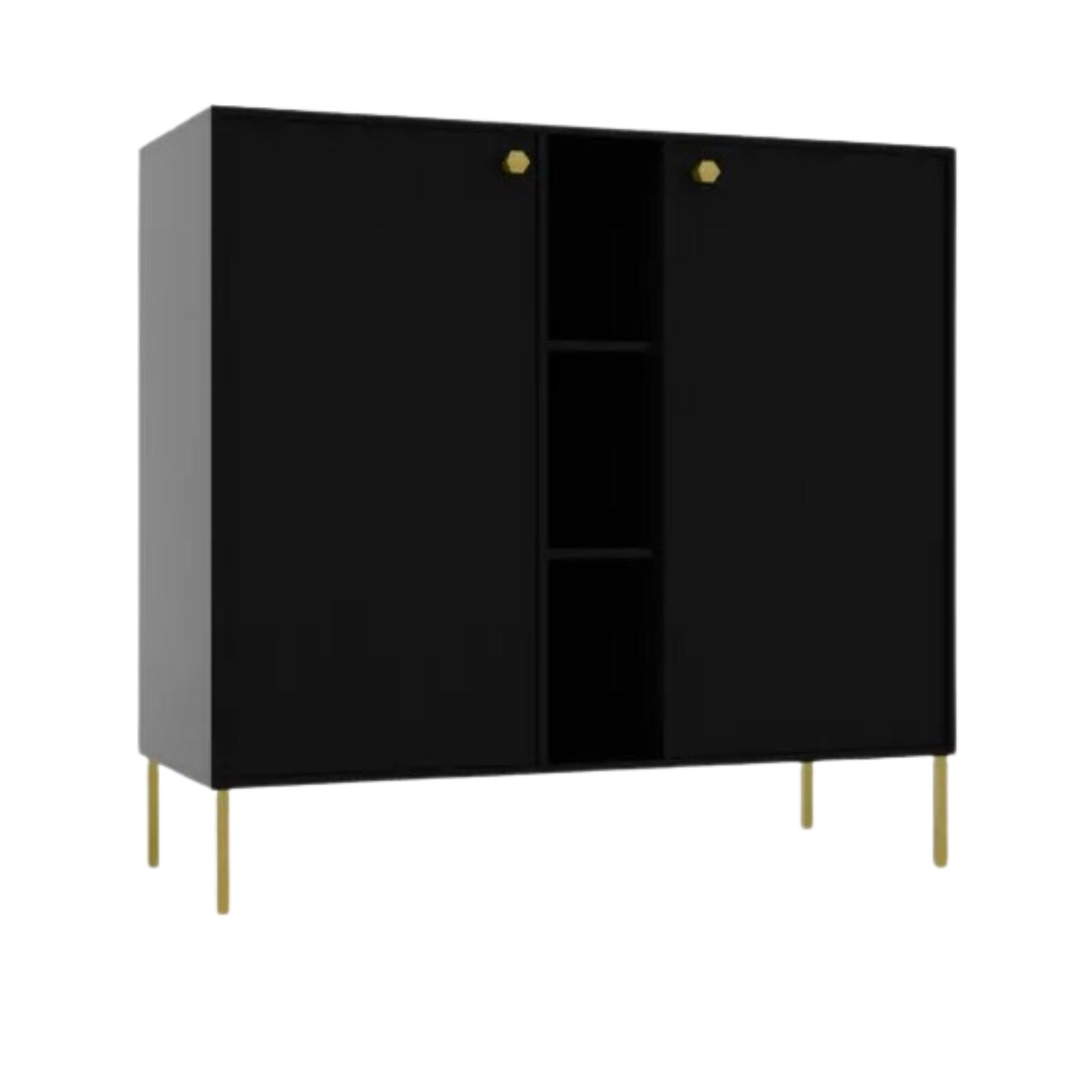 Komoda Tilina 2D 3P 100 cm čierna/zlatá