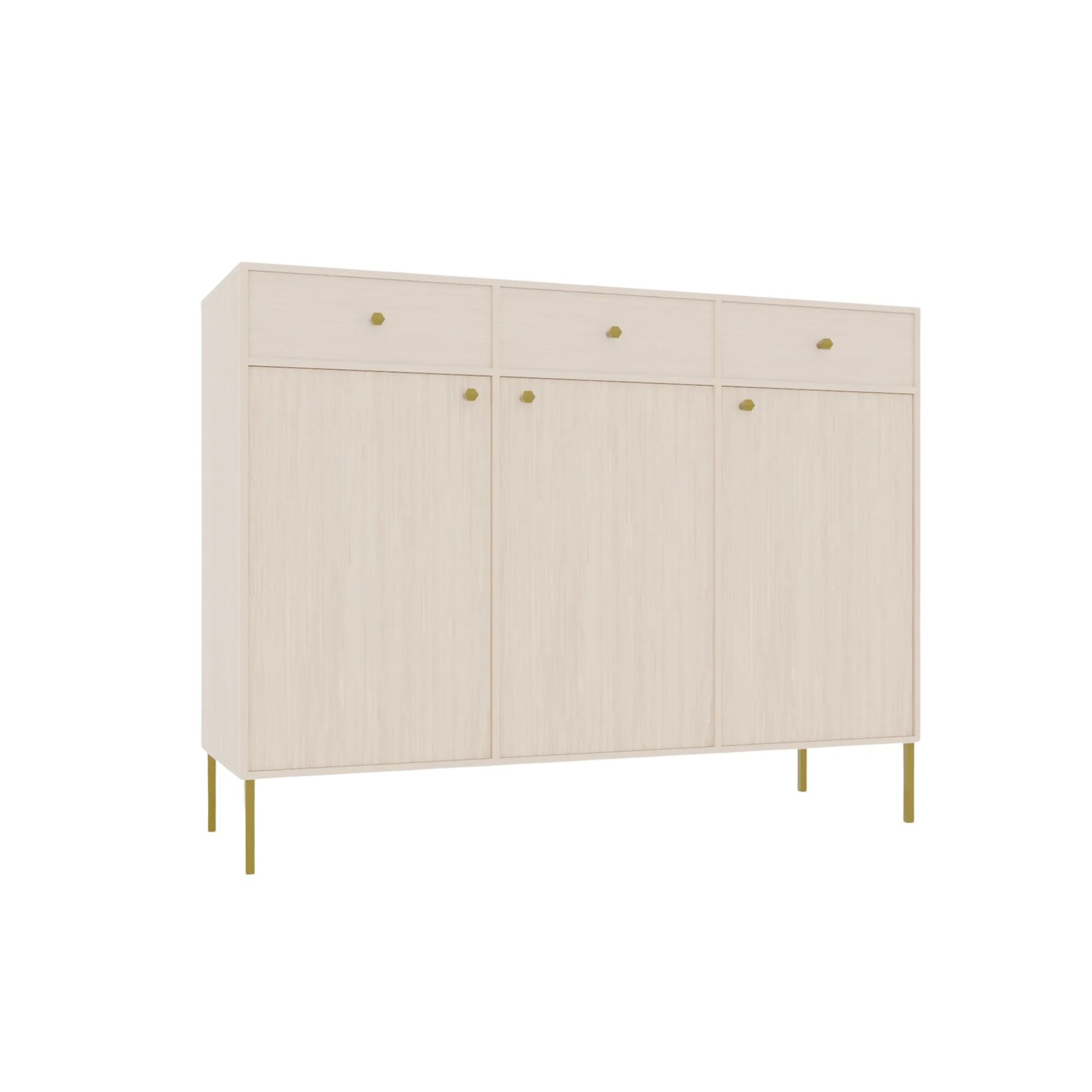 Komoda Tilina 3D 3S 125 cm béžová/zlatá