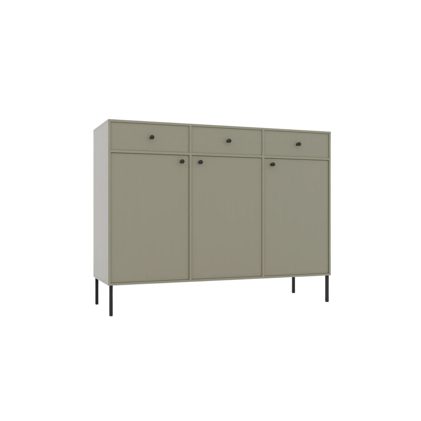 Komoda Tilina 3D 3S 125 cm eukalyptus/čierna