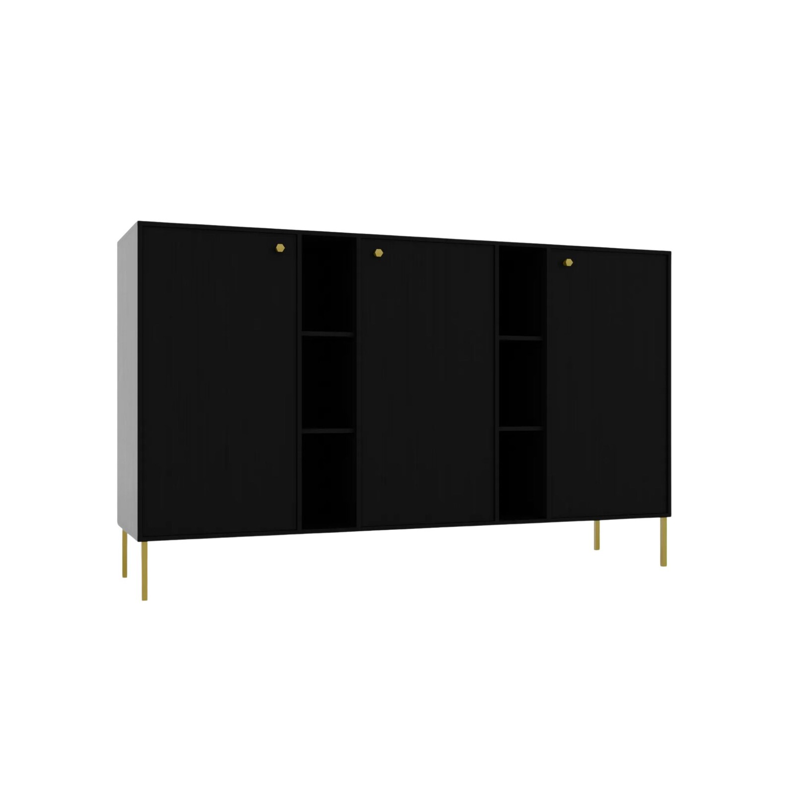 Komoda Tilina 3D 6P 155,7 cm čierna/zlatá