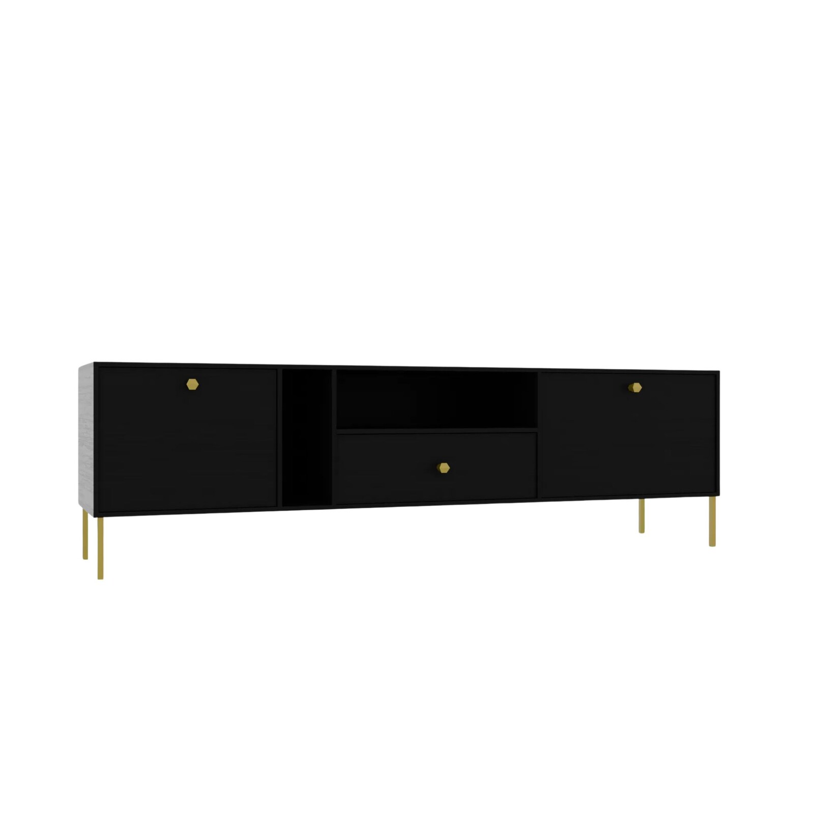 TV stolík Tilina 2D 1S 180 cm čierny/zlatý