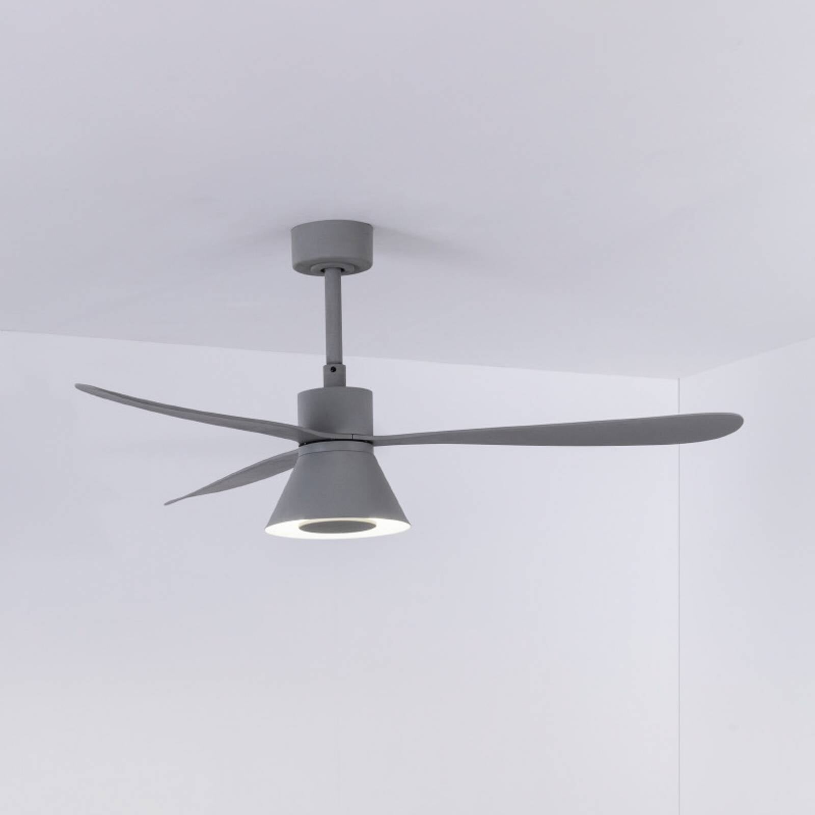 Stropný ventilátor s LED osvetlením Amelia Cone L, sivý, DC, tichý, 132 cm