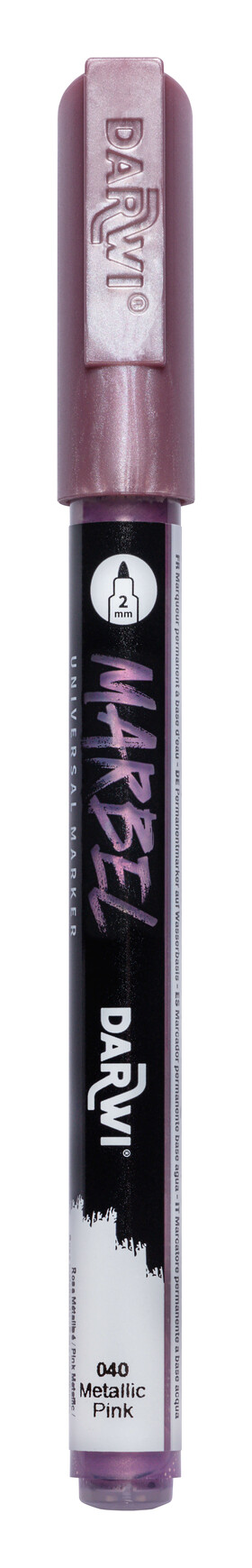 DARWI MARBEL - Univerzálna akrylová fixka (2 mm) 2 mm hrot, 040 - metallic pink (metalická ružová), 1 ks