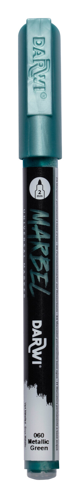 DARWI MARBEL - Univerzálna akrylová fixka (2 mm) 2 mm hrot, 060 - metallic green (metalická zelená), 1 ks