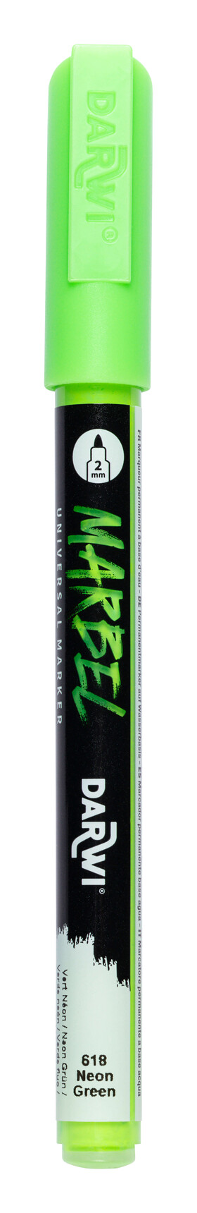 DARWI MARBEL - Univerzálna akrylová fixka (2 mm) 2 mm hrot, 618 - neon green (neónová zelená), 1 ks