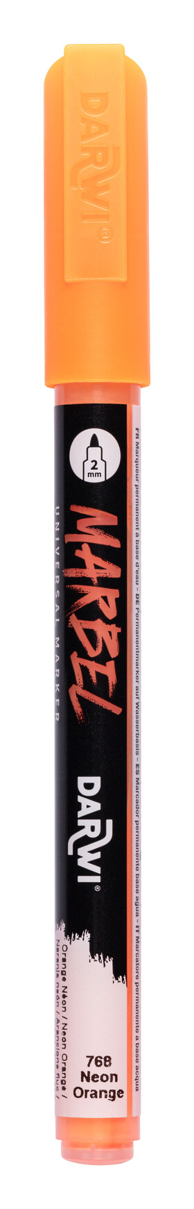 DARWI MARBEL - Univerzálna akrylová fixka (2 mm) 2 mm hrot, 768 - neon orange (neónová oranžová), 1 ks