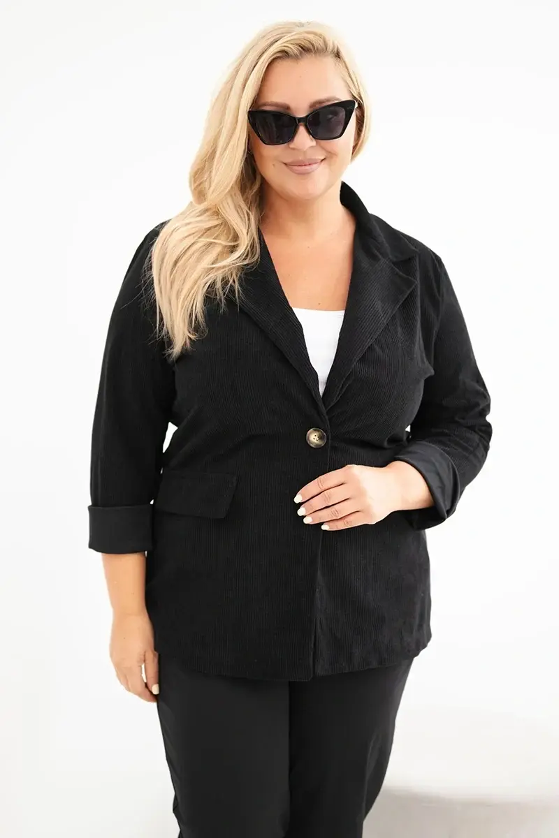 Kesi Włoski Plus Size dámsky manšestrový sako