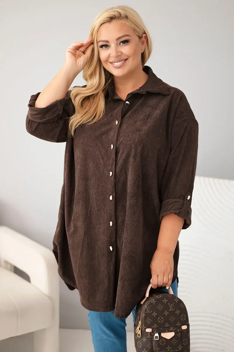 Kesi plus size košeľa z viskózy s odnímateľnými rukávmi