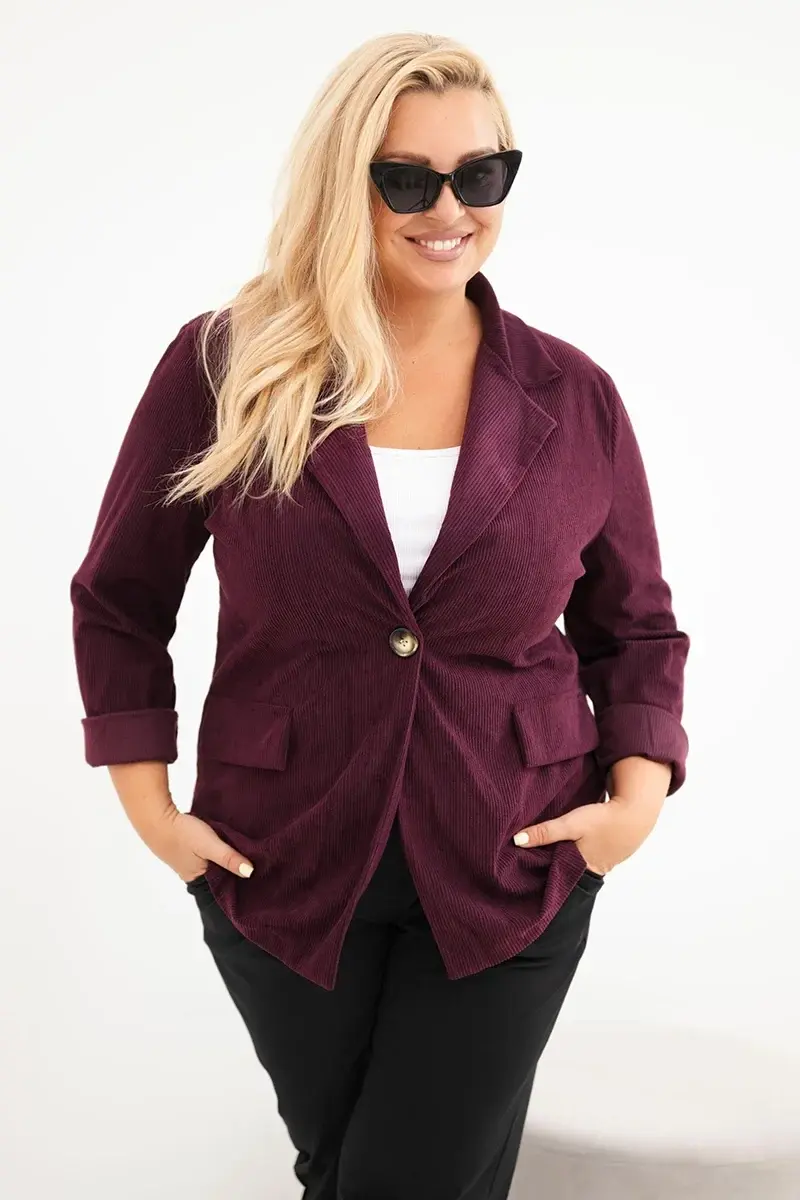 Kesi Włoski Plus Size manšestrové sako