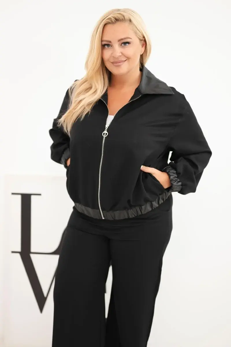Kesi Plus Size súprava s mikinou na zips a širokými nohavicami