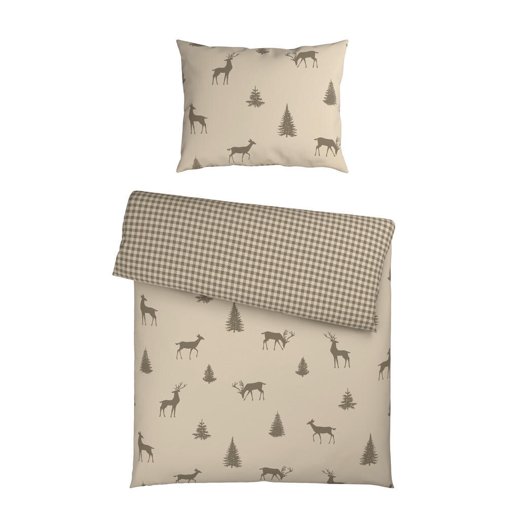 Esposa OBOJSTRANNÁ POSTEĽNÁ BIELIZEŇ, flanel, taupe, 140/200 cm