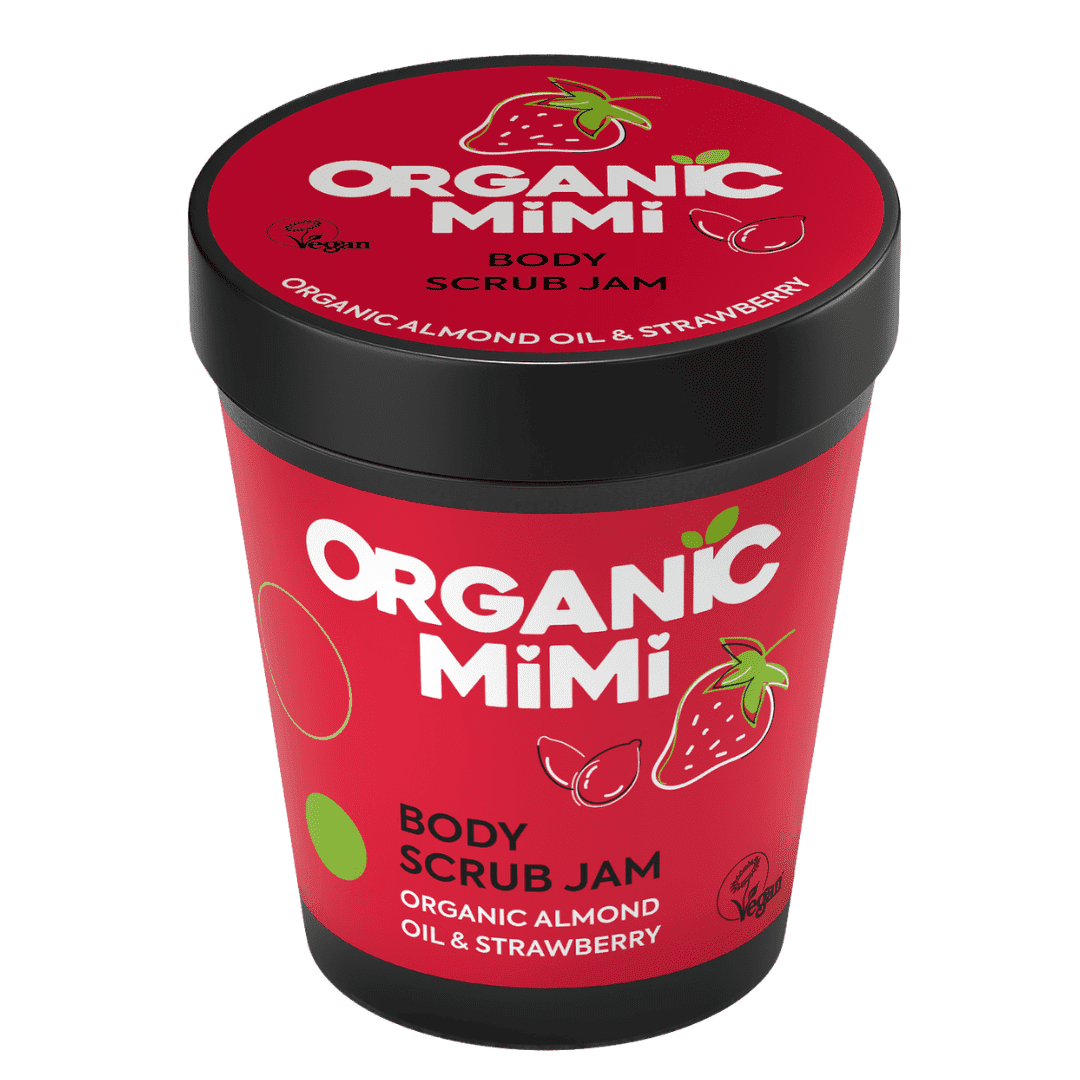 ORGANIC MIMI Almond & Strawberry Body Scrub Jam telový peeling 250 g