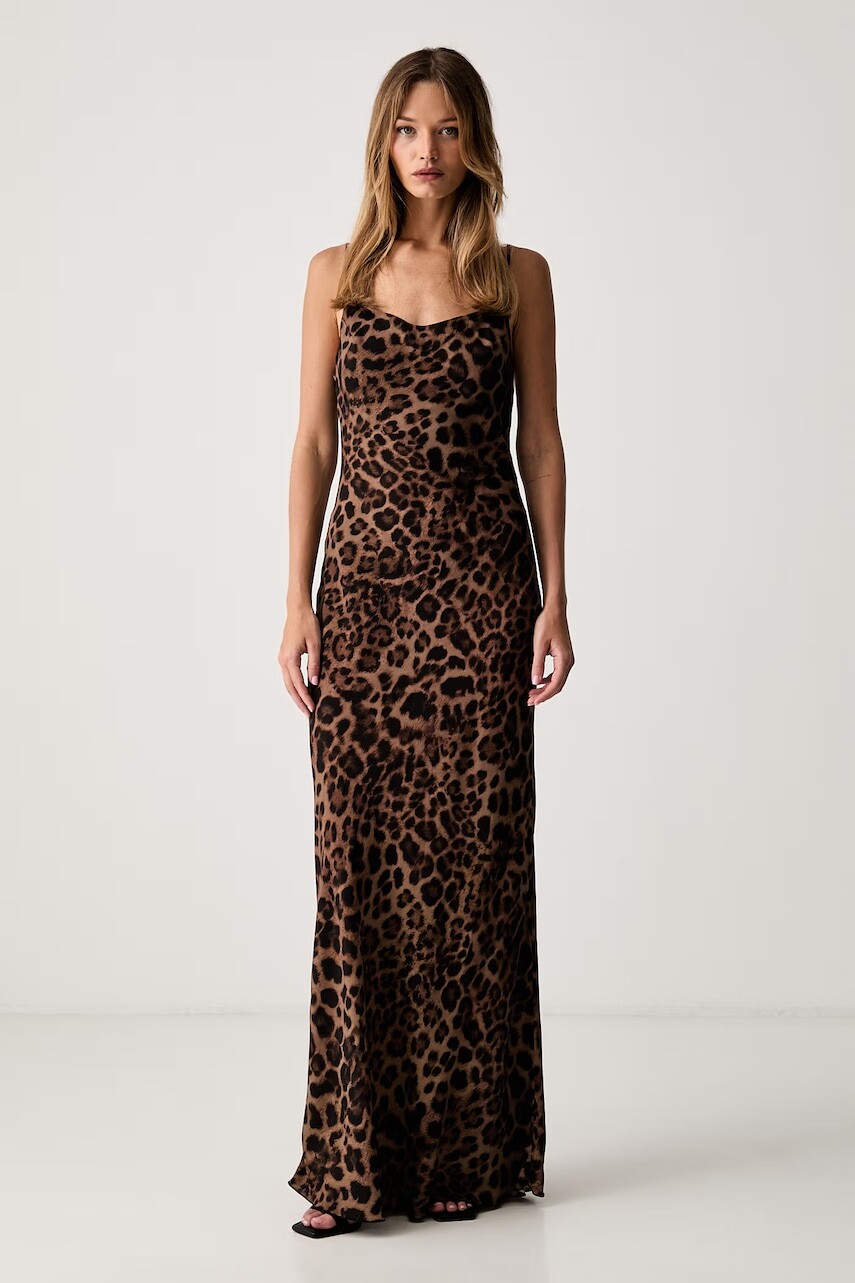 Le Privé spodnicové šaty z viskózy LISE LEOPARD