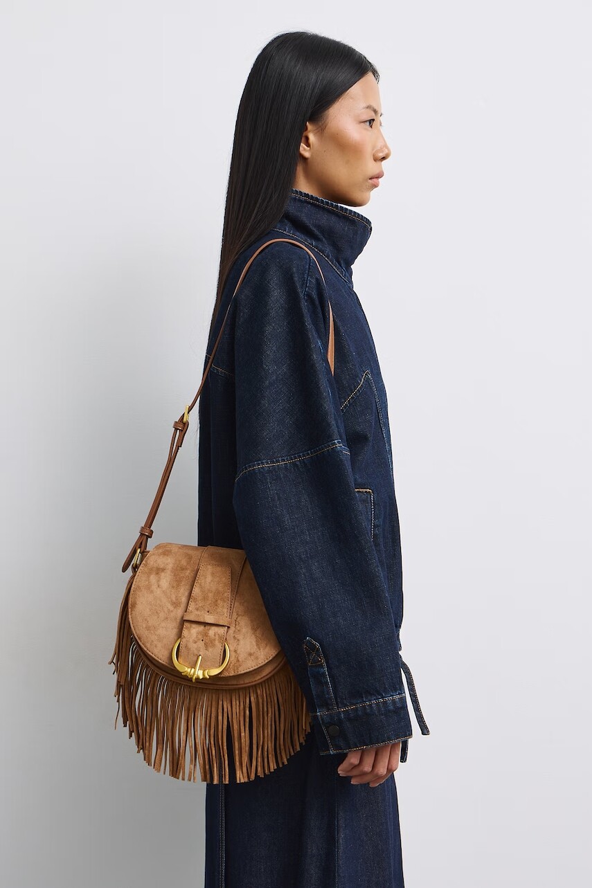 Medicine crossbody kabelka dámska z imitácie semišu
