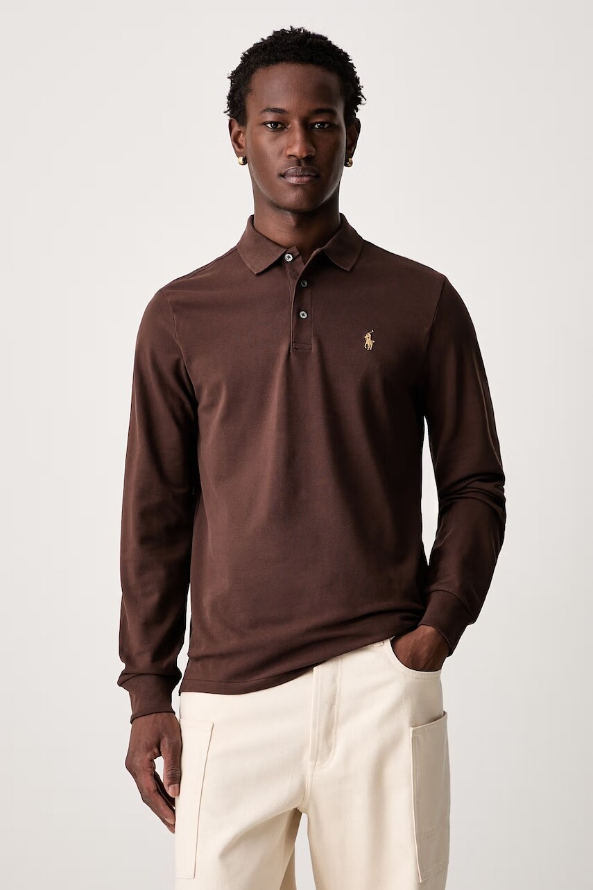 Polo Ralph Lauren tričko s dlhým rukávom pánske bavlnené s elastanom