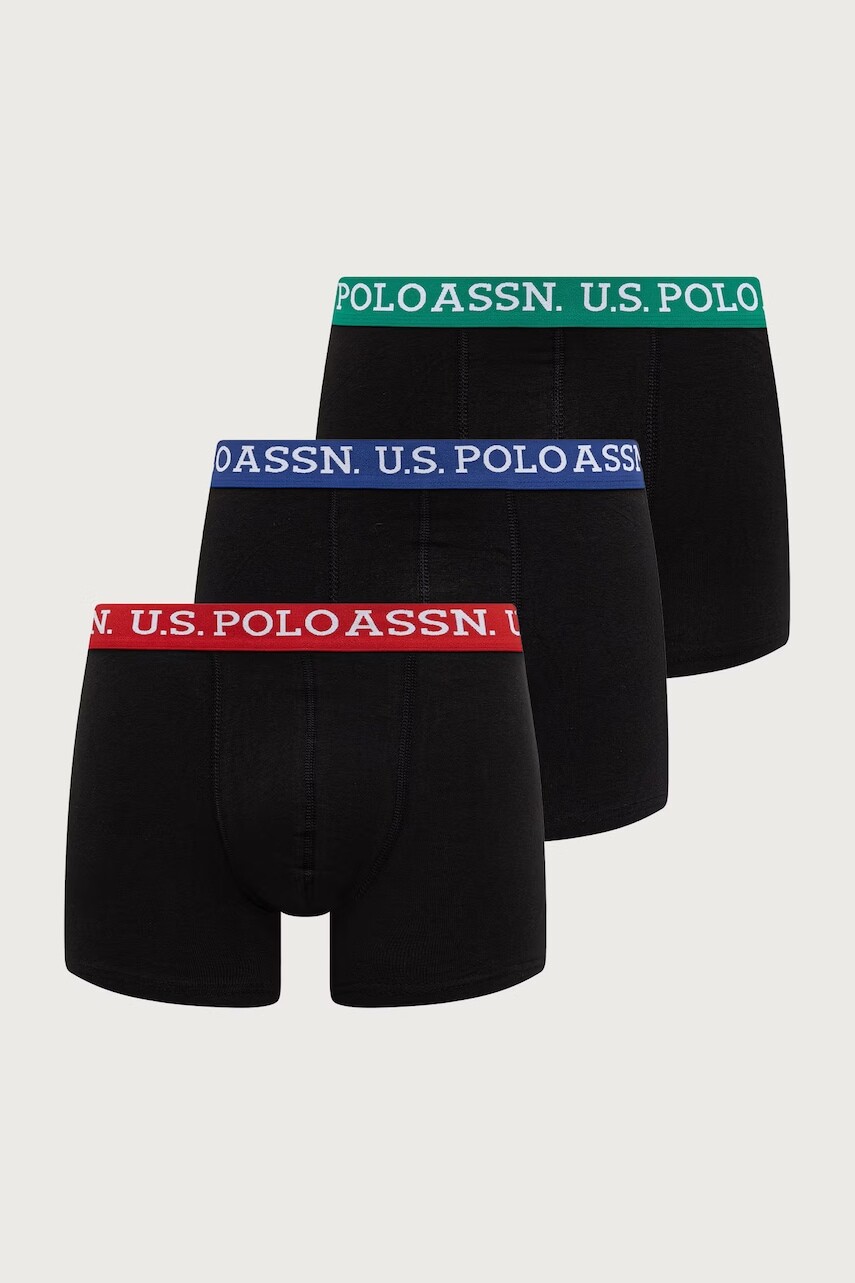 U.S. Polo Assn. priliehavé boxerky pánske s bavlnou CONTRAST BRAND WAISTBAND 3-pak