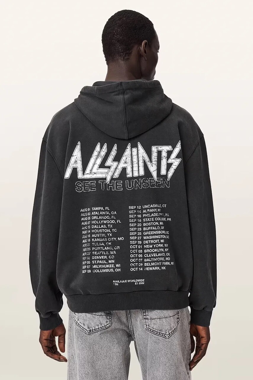 AllSaints mikina s kapucňou pánska bavlnená CHROMIUM