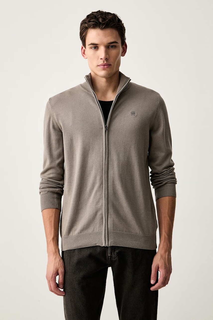 G-Star sveter na gombíky pánsky bavlnený Core zip through