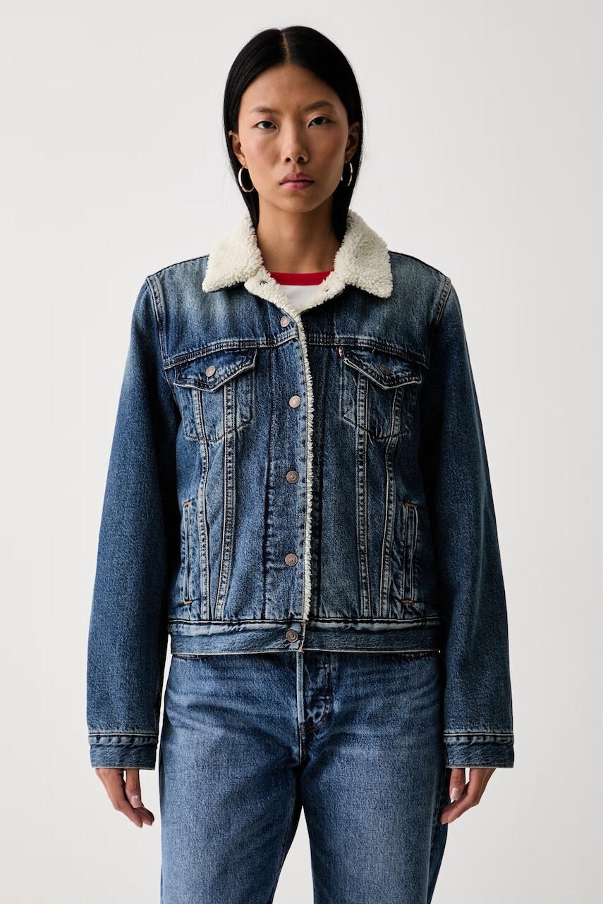Levi's džínsová bunda dámska bavlnená ORIGINAL SHERPA