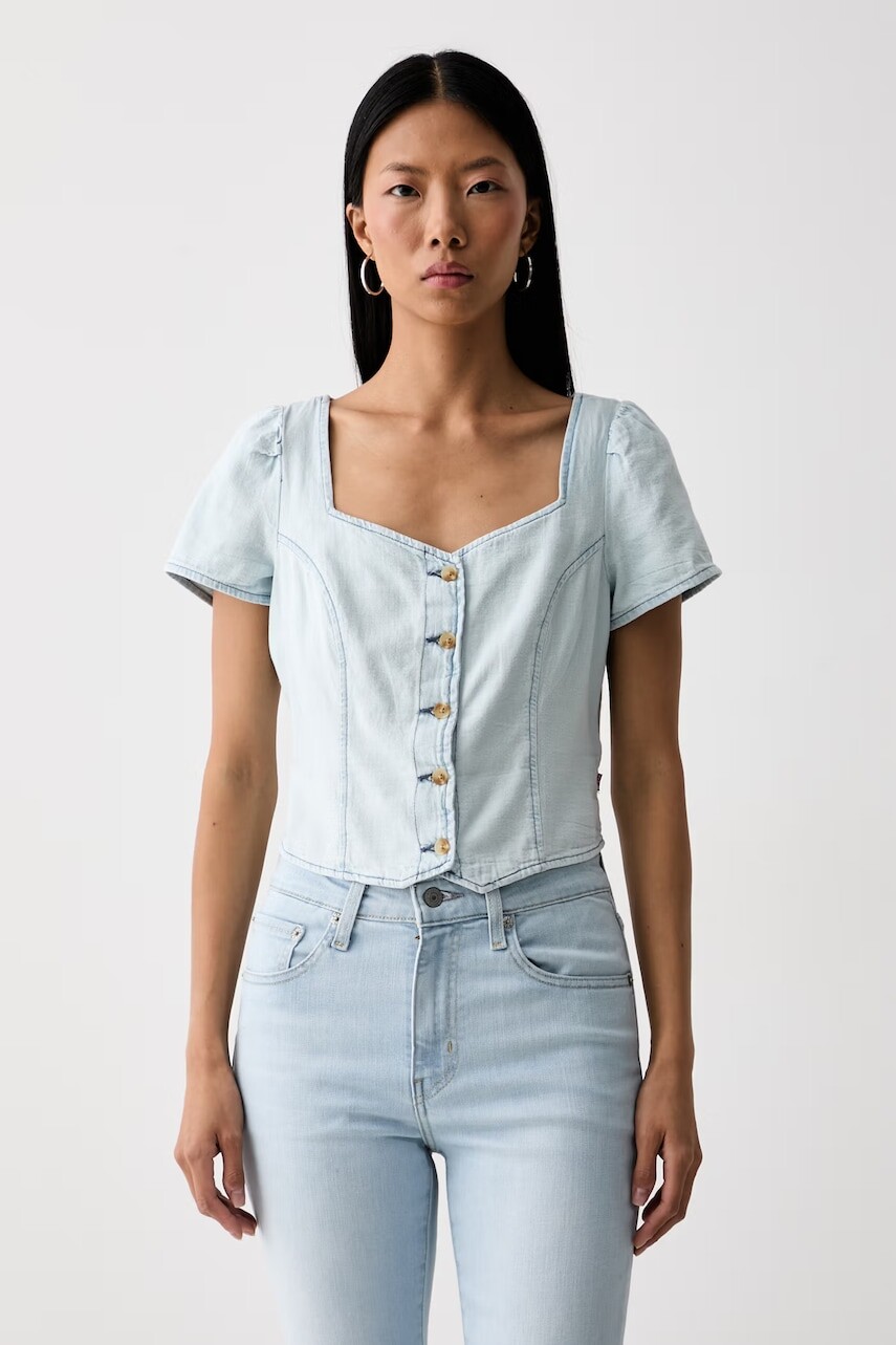 Levi's košeľová blúzka dámska rifľová MIETTE SS DENIM