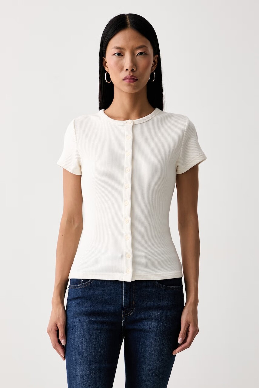 Levi's tričko dámske s modalom RORY BUTTON THROUGH SS
