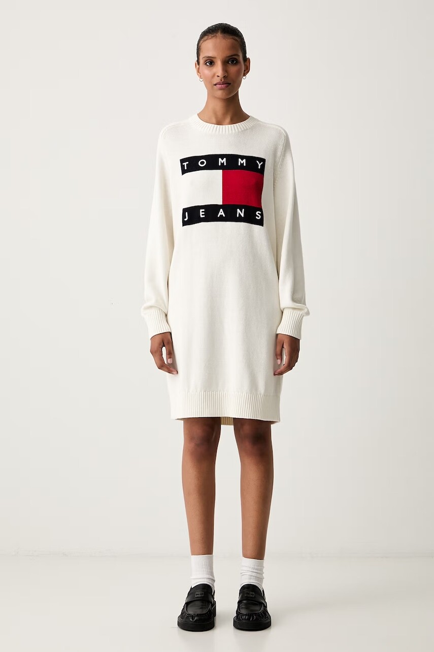 Tommy Jeans svetrové šaty s prímesou vlny