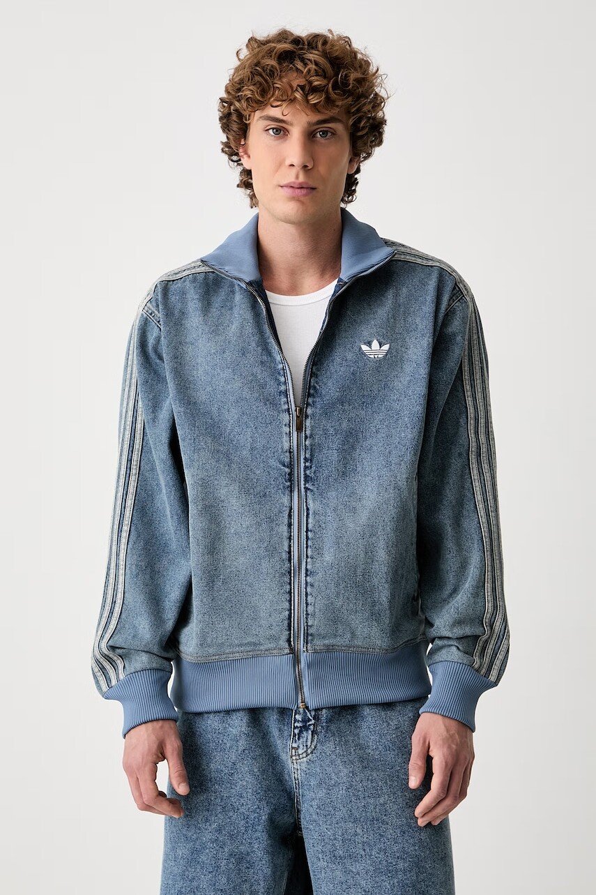 adidas Originals mikina na zips pánska rifľová Firebird Adicolor Denim