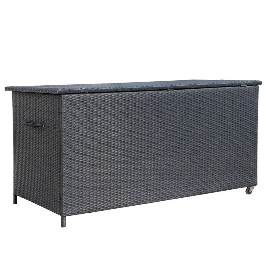 Záhradný box Tejn z technorattanu 55x64x136 čierny