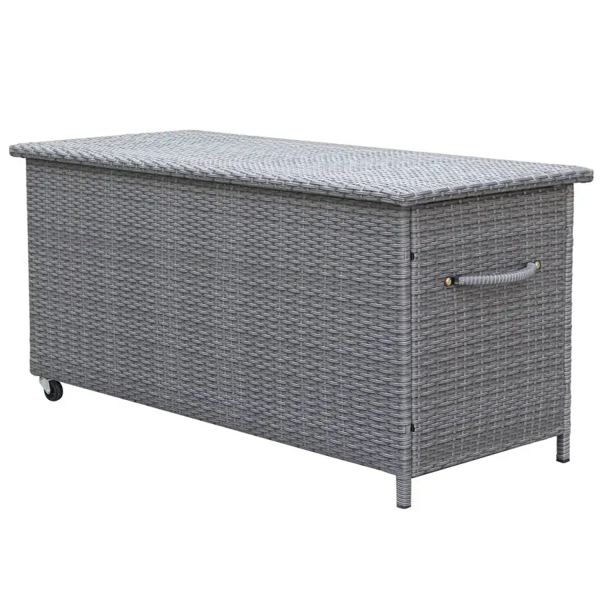 Záhradný box Tejn z technorattanu 55x64x136 sivý