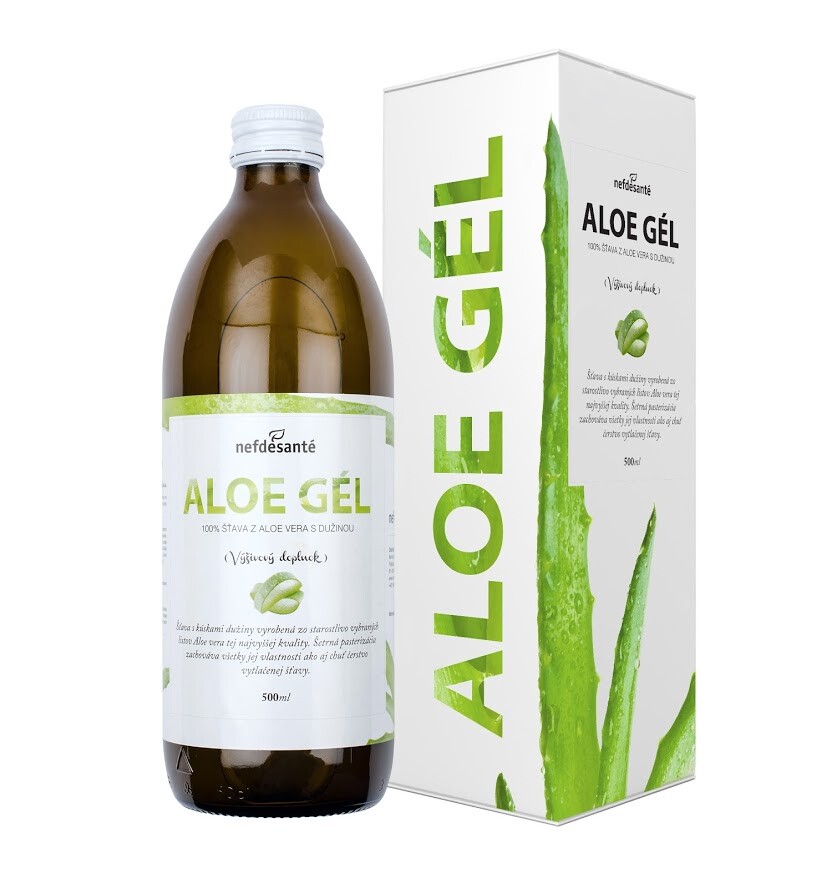 Nefdesante Akcia spotreba 50 % 30.09.26 ALOE GÉL (100 % šťava z Aloe Vera s dužinou 500 ml) -1 500 ml