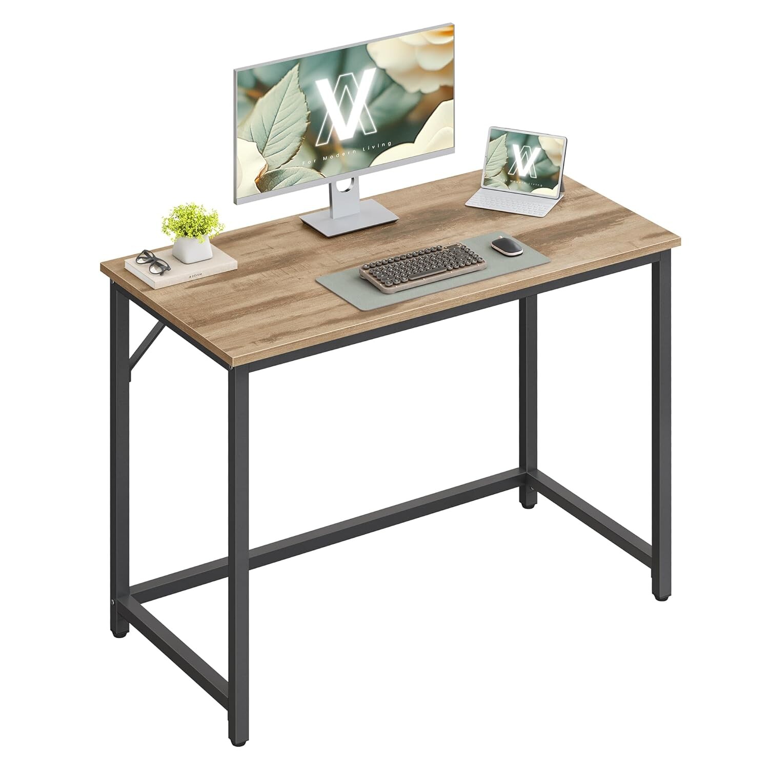 Písací stôl Vasagle Kolmo 100 cm čierny/camel hnedý