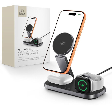 Tech-Protect A52 MagSafe bezdrôtová nabíjačka na mobil / Apple Watch / AirPods 25W Qi2.2, čierna