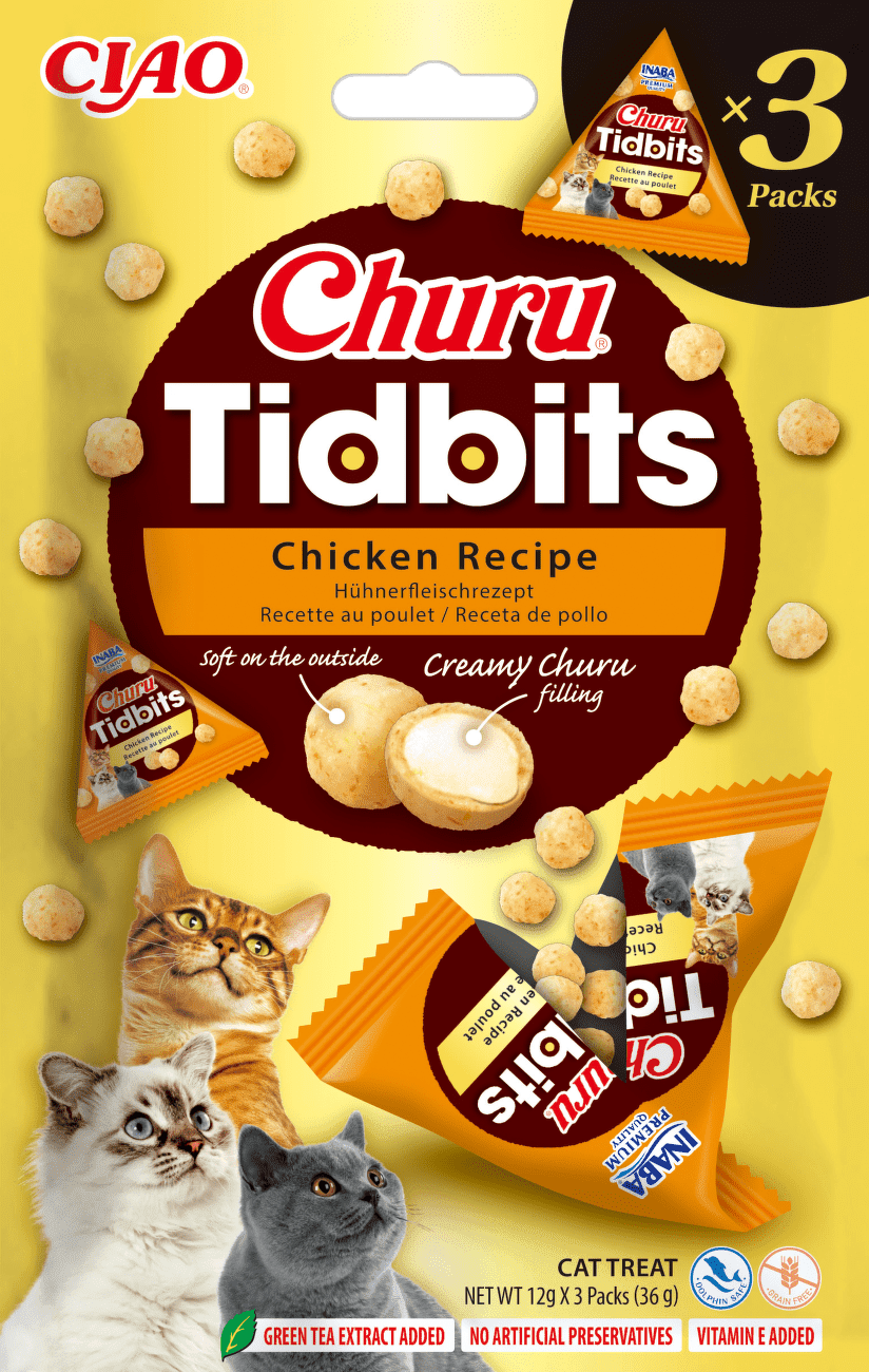 Maškrty Churu Tidbits Chicken Recipe 3×12 g