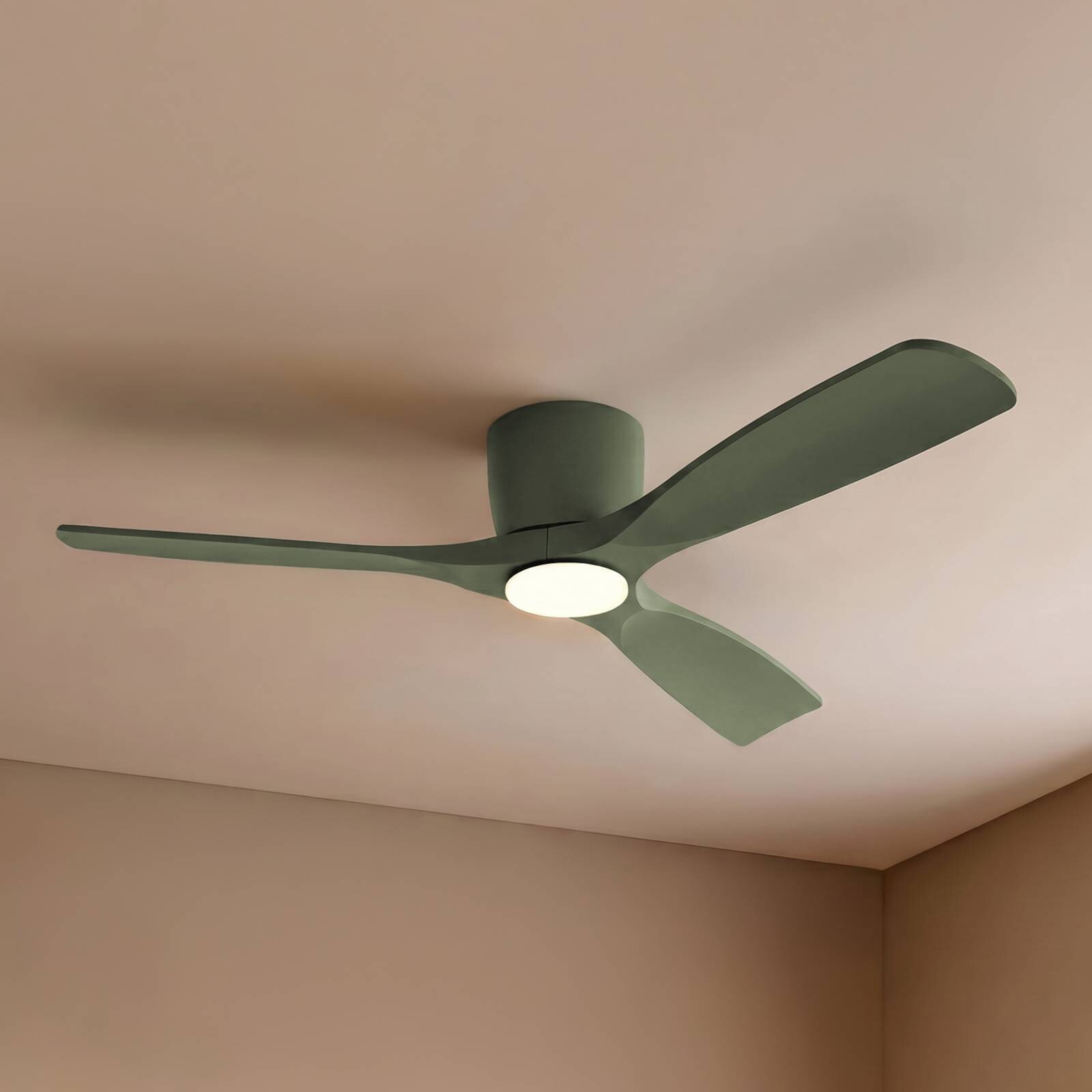 Lucande Smart LED stropný ventilátor Moneno, zelený, DC, Tuya