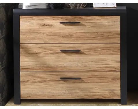 Komoda s 3 zásuvkami Dalate 101 cm, dub catania/čierna%