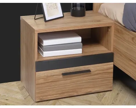 Nočný stolík Dalate 50 cm, dub catania/čierny%