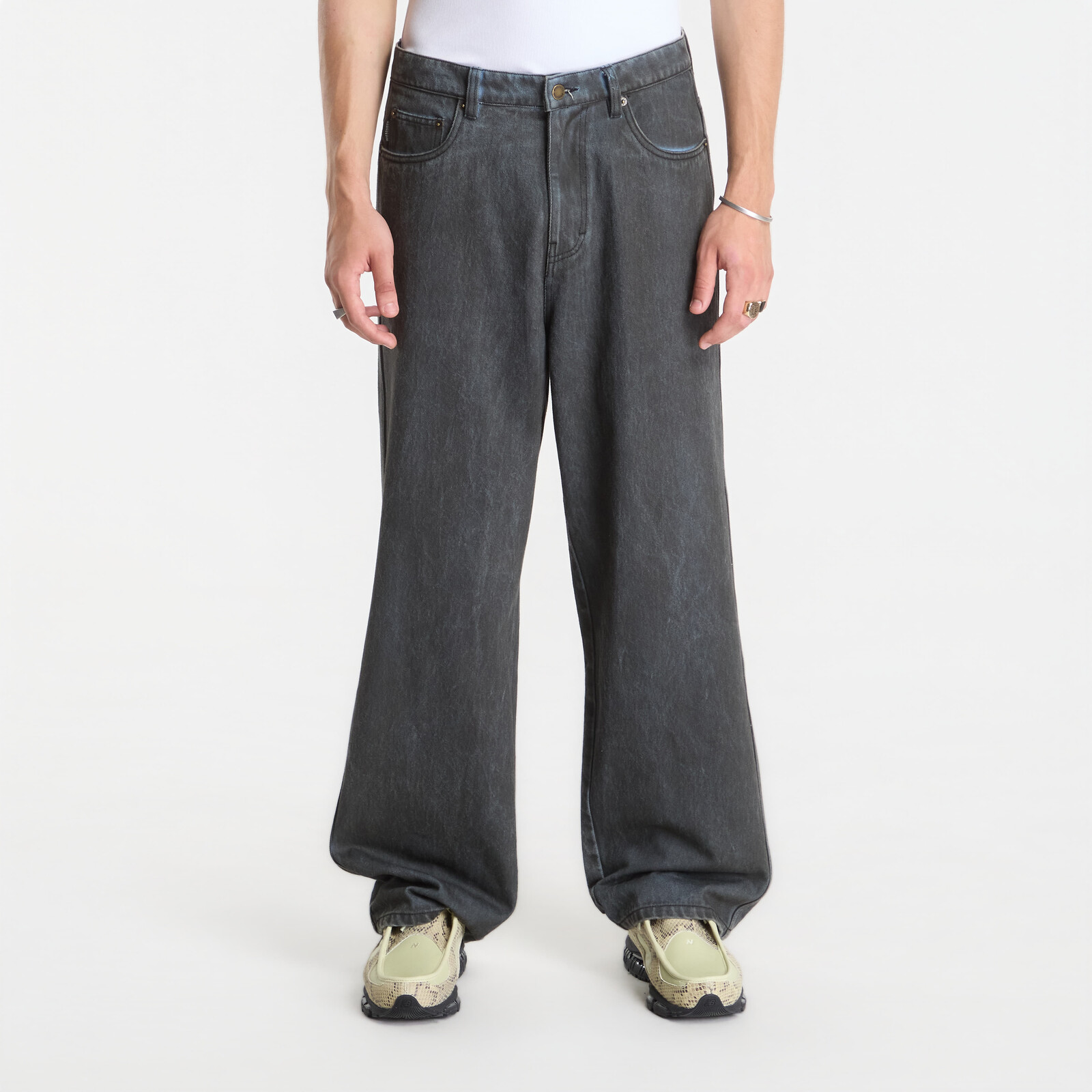 Džínsy PLEASURES Spray Formula Baggy Jeans Black 30