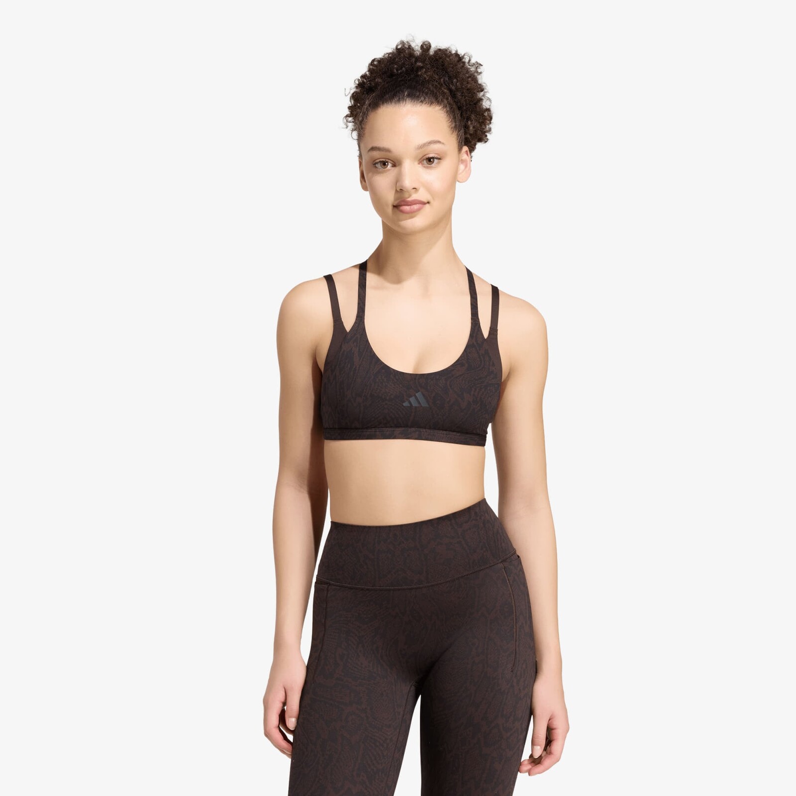 Podprsenka adidas Optime Workout Snake Strappy Light Support Bra Aurora Coffee/ Black L