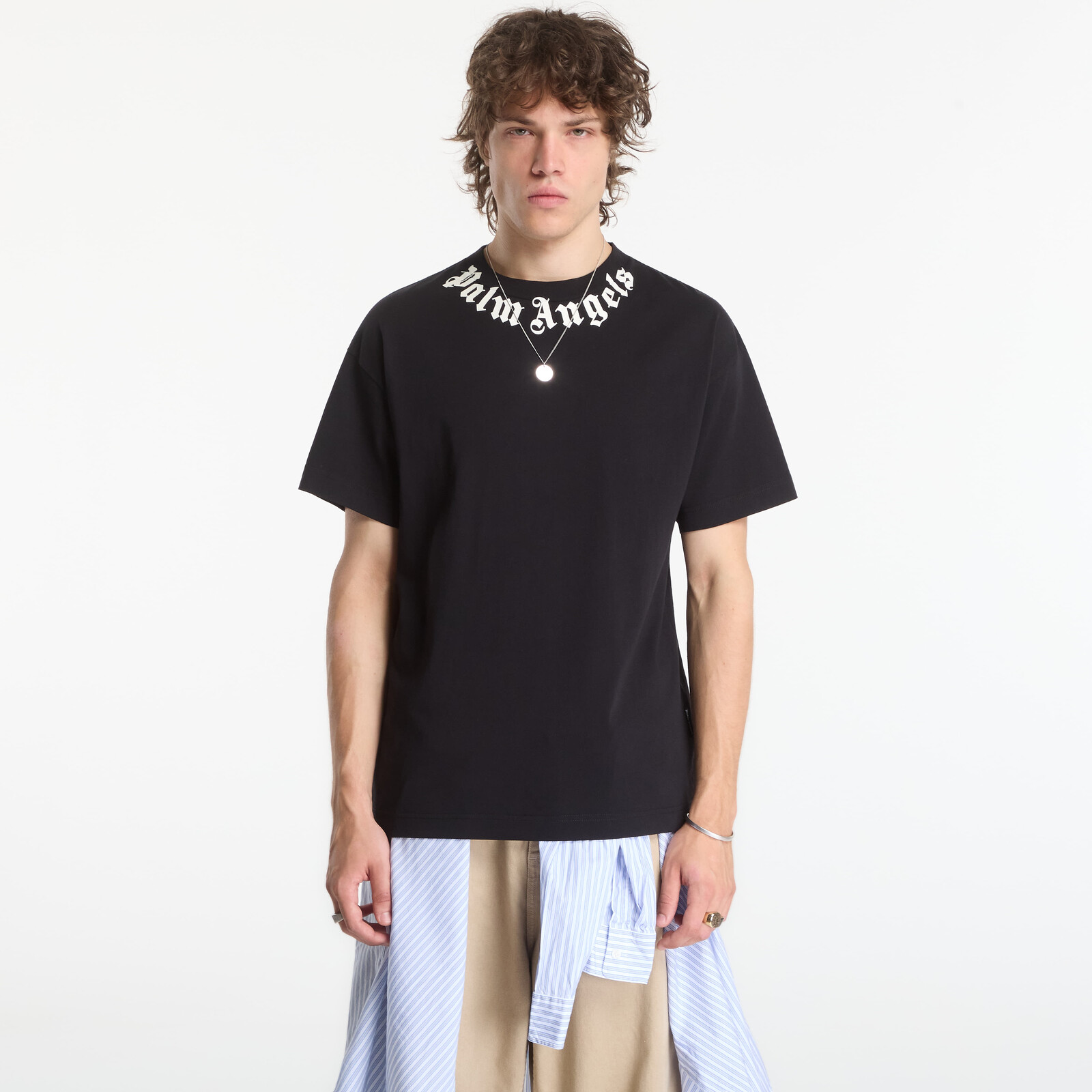 Tričko Palm Angels Neck Logo Regular Tee Black/ Off White L