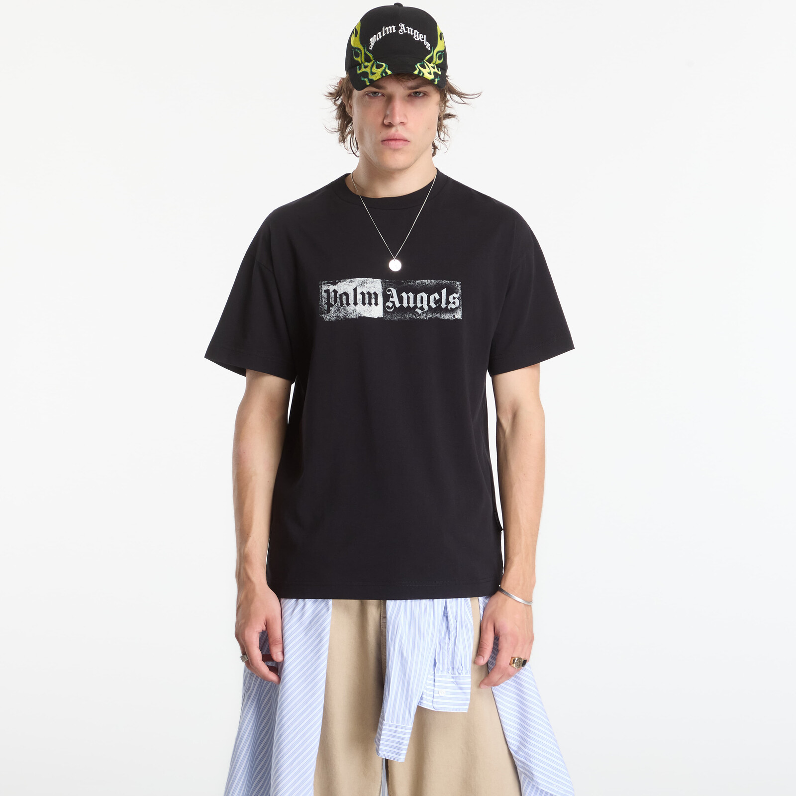 Tričko Palm Angels Stamp Logo Regular Tee Black/ Off White XL